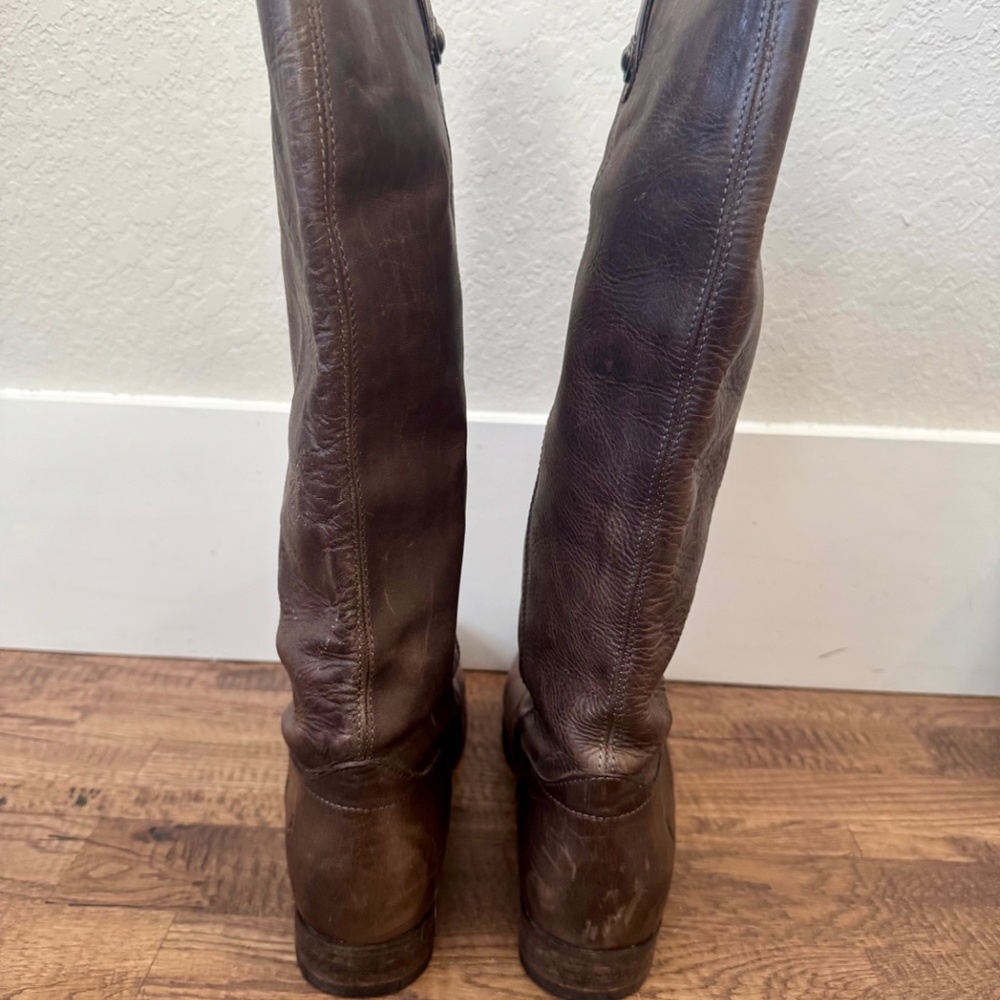 Frye Melissa Brown Double Sole Button Lug Tall Riding Boots Women's Size 11 - Picture 7 of 12